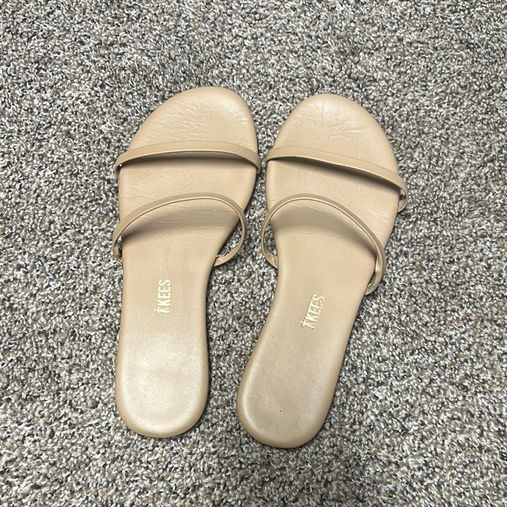 TKEES Tan Slide Sandals Minimalist Design